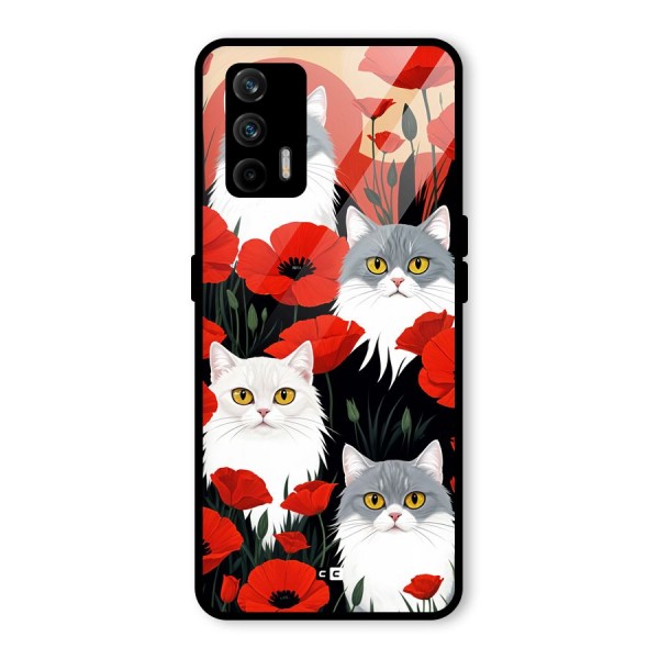 Floral Cat Glass Back Case for Realme GT 5G