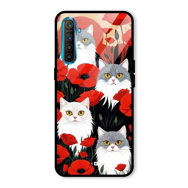 Floral Cat Glass Back Case for Realme X2