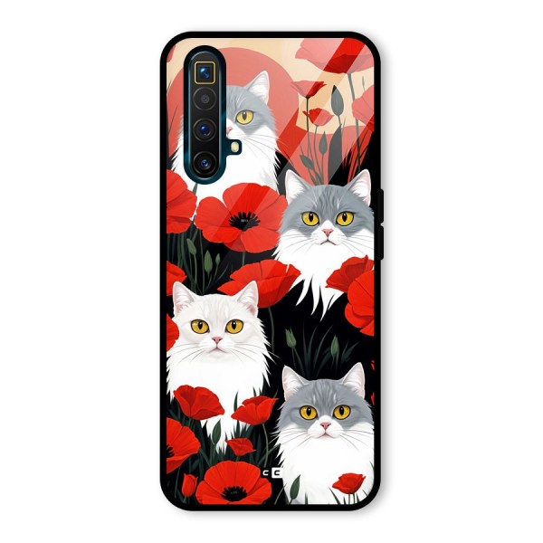 Floral Cat Glass Back Case for Realme X3 SuperZoom