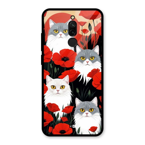 Floral Cat Glass Back Case for Redmi 8