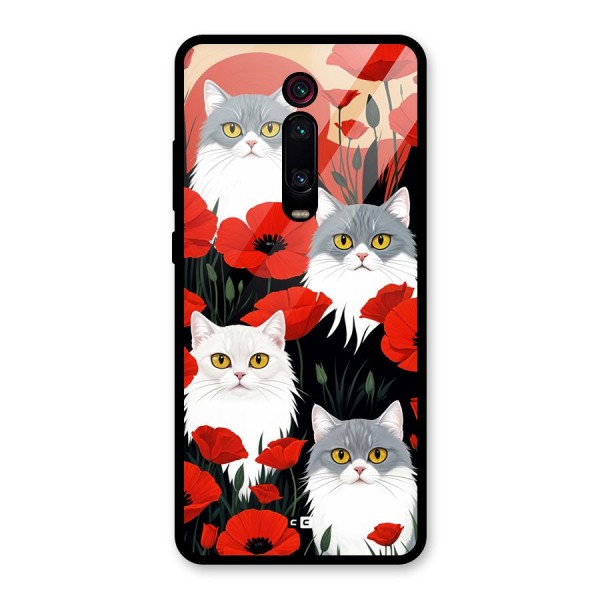 Floral Cat Glass Back Case for Redmi K20