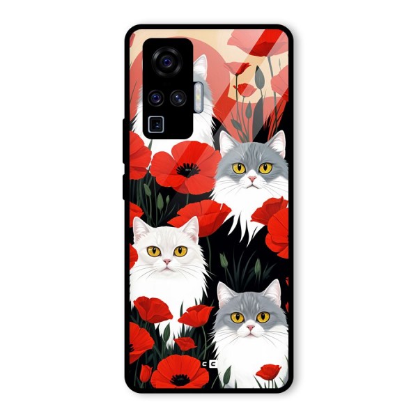 Floral Cat Glass Back Case for Vivo X50 Pro