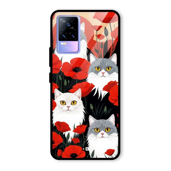 Floral Cat Glass Back Case for Vivo Y73