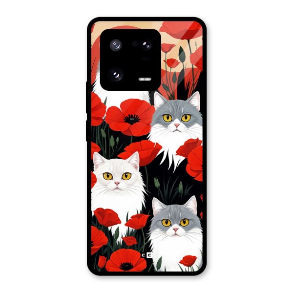 Floral Cat Glass Back Case for Xiaomi 13 Pro