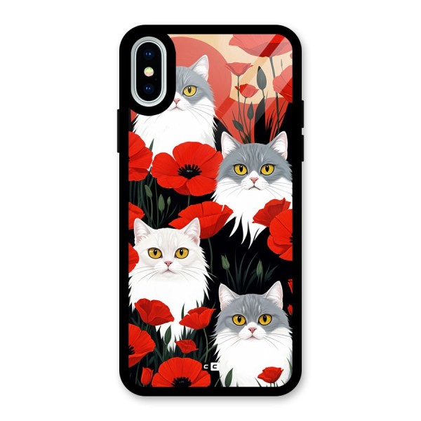 Floral Cat Glass Back Case for iPhone X