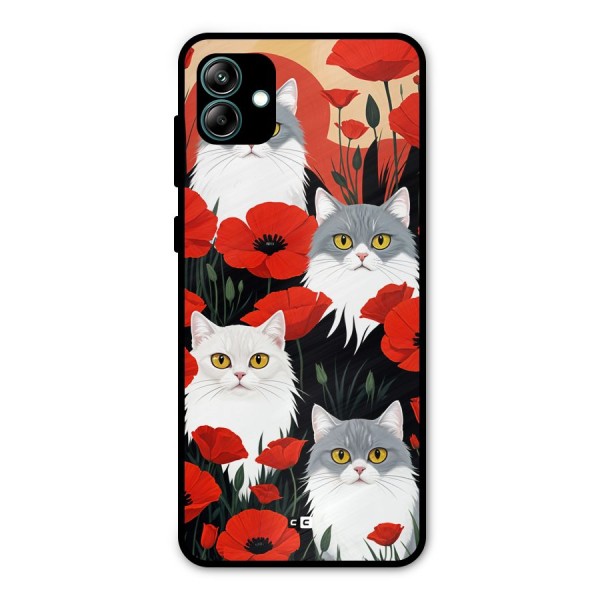 Floral Cat Metal Back Case for Galaxy A04