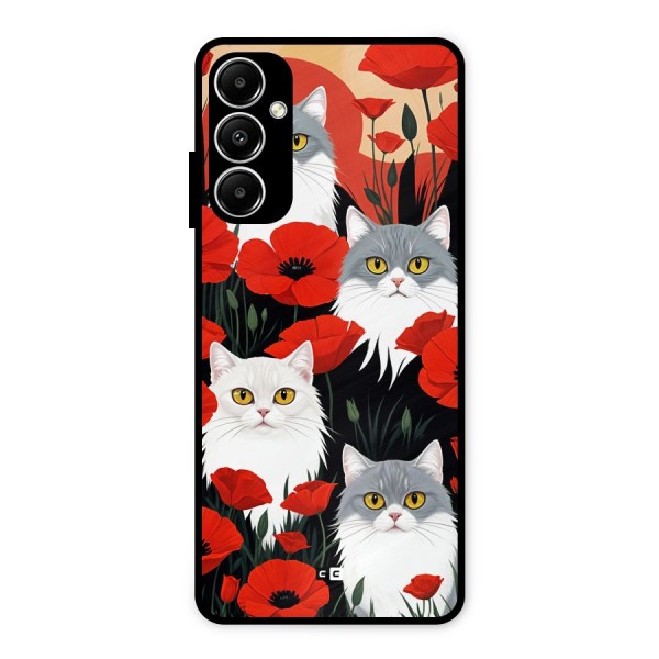 Floral Cat Metal Back Case for Galaxy A05s