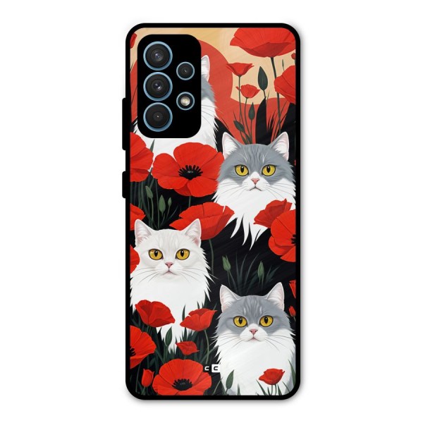 Floral Cat Metal Back Case for Galaxy A32