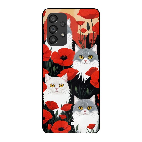 Floral Cat Metal Back Case for Galaxy A33 5G