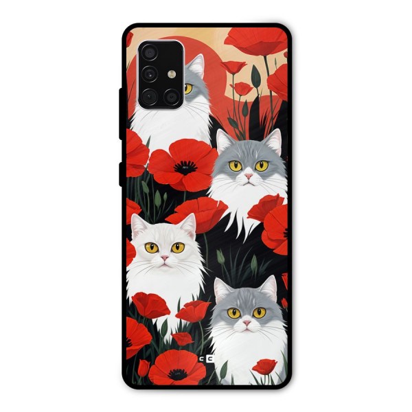 Floral Cat Metal Back Case for Galaxy A51