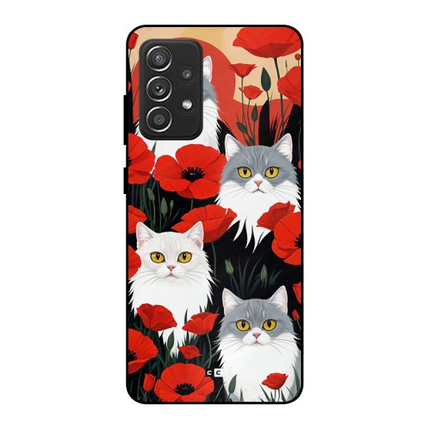 Floral Cat Metal Back Case for Galaxy A52s 5G