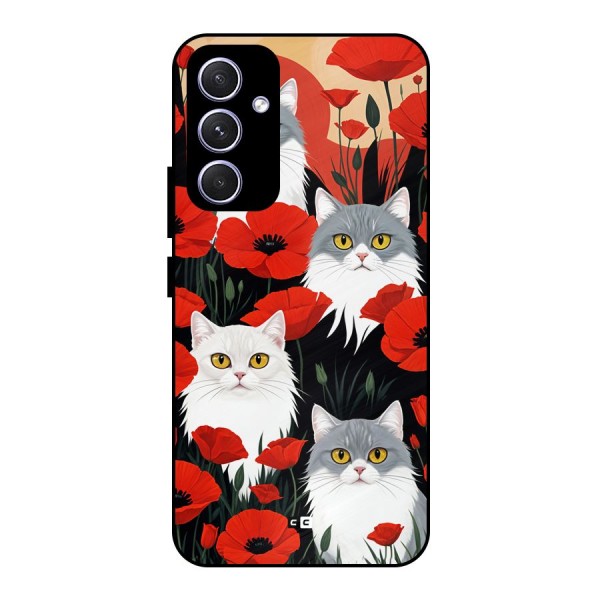 Floral Cat Metal Back Case for Galaxy A54