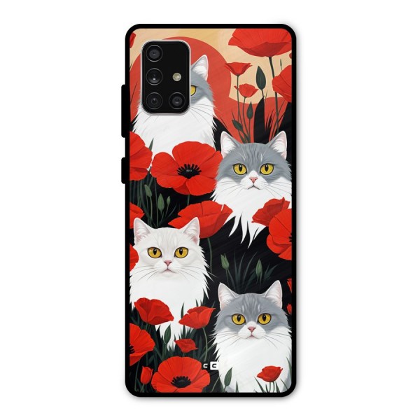 Floral Cat Metal Back Case for Galaxy A71