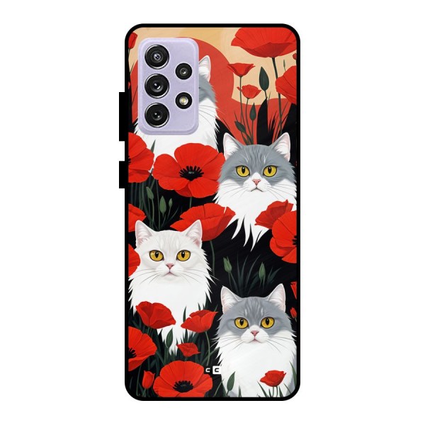 Floral Cat Metal Back Case for Galaxy A72