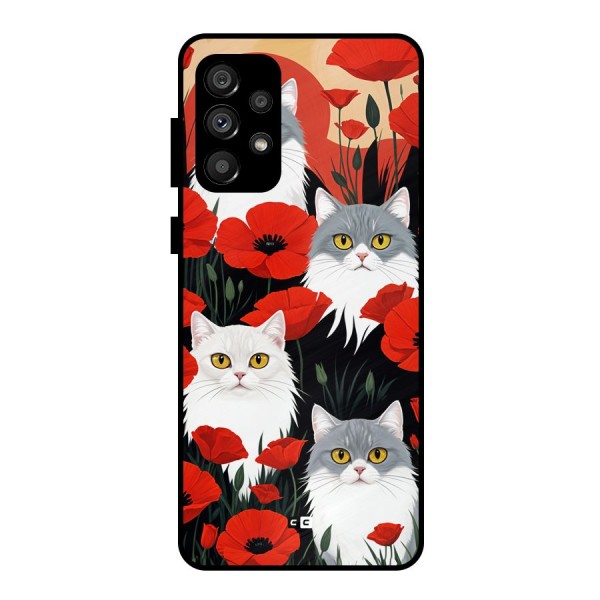 Floral Cat Metal Back Case for Galaxy A73 5G