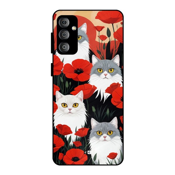 Floral Cat Metal Back Case for Galaxy F23