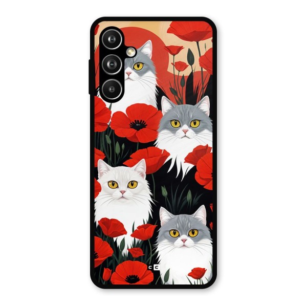 Floral Cat Metal Back Case for Galaxy F54