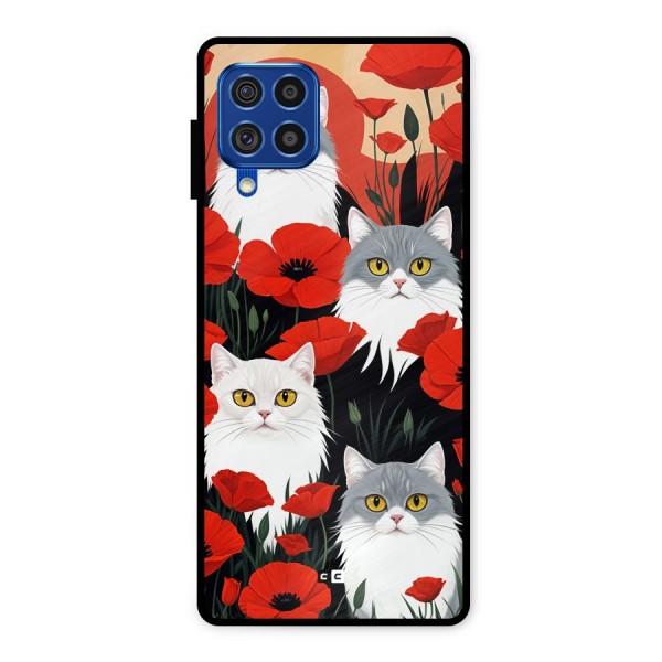 Floral Cat Metal Back Case for Galaxy F62