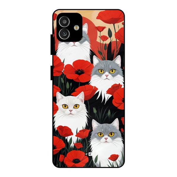 Floral Cat Metal Back Case for Galaxy M13 5G