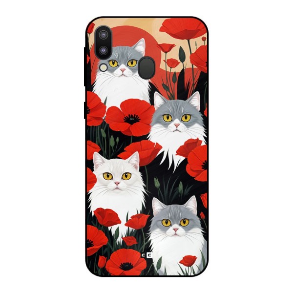 Floral Cat Metal Back Case for Galaxy M20