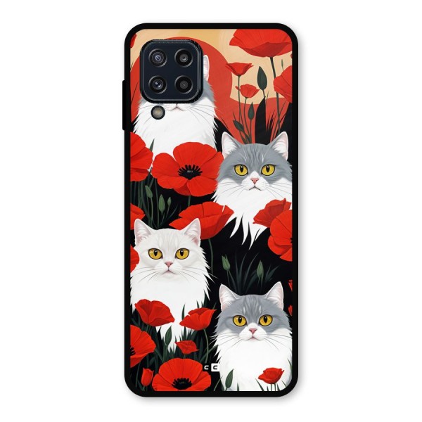 Floral Cat Metal Back Case for Galaxy M32