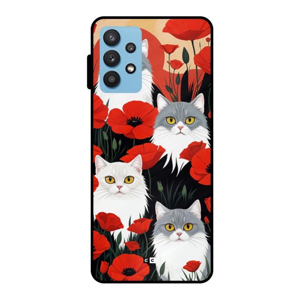 Floral Cat Metal Back Case for Galaxy M32 5G