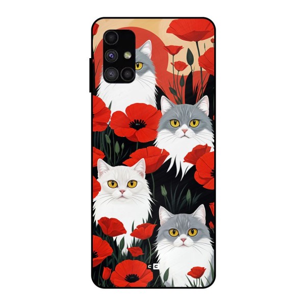 Floral Cat Metal Back Case for Galaxy M51