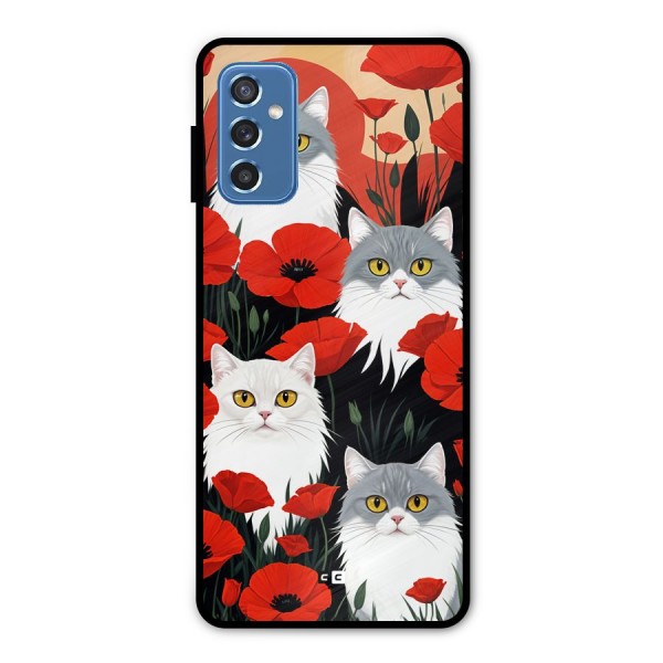 Floral Cat Metal Back Case for Galaxy M52 5G