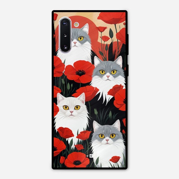 Floral Cat Metal Back Case for Galaxy Note 10