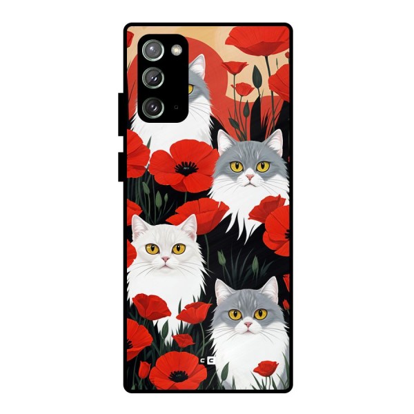 Floral Cat Metal Back Case for Galaxy Note 20