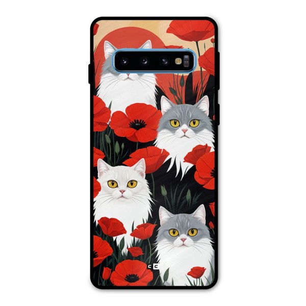 Floral Cat Metal Back Case for Galaxy S10