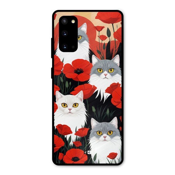 Floral Cat Metal Back Case for Galaxy S20