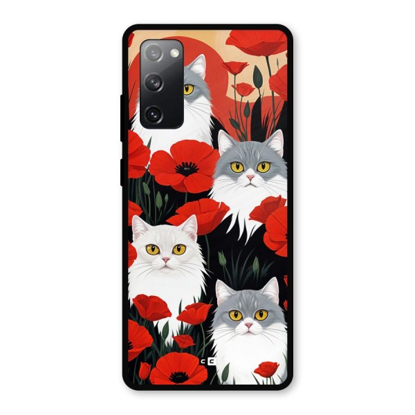 Floral Cat Metal Back Case for Galaxy S20 FE