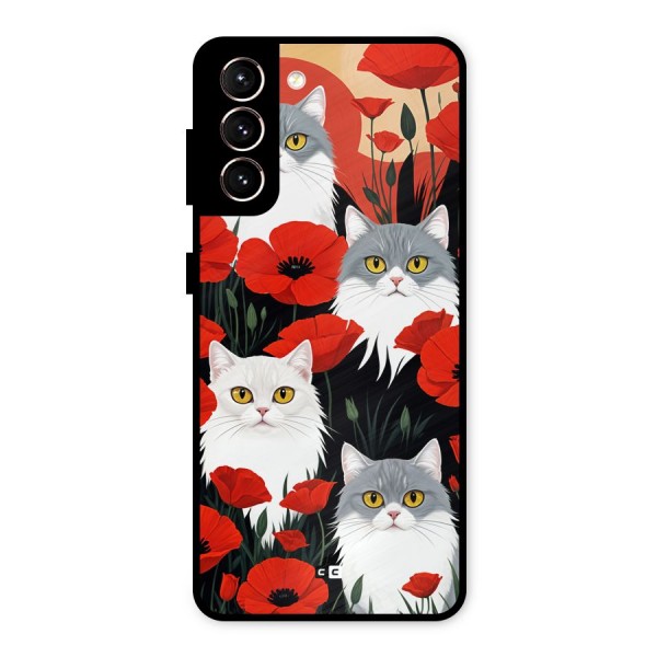 Floral Cat Metal Back Case for Galaxy S21 5G