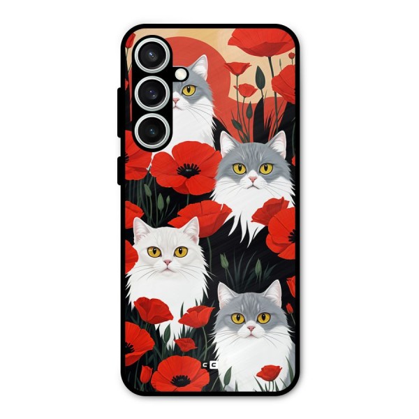 Floral Cat Metal Back Case for Galaxy S23 FE