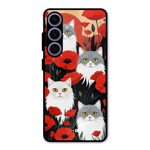 Floral Cat Metal Back Case for Galaxy S24