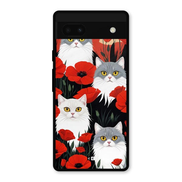 Floral Cat Metal Back Case for Google Pixel 6a