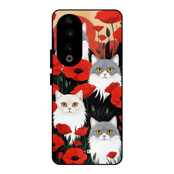 Floral Cat Metal Back Case for Honor 90