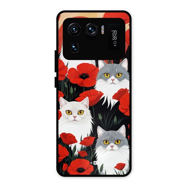 Floral Cat Metal Back Case for Mi 11 Ultra