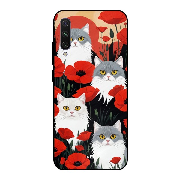 Floral Cat Metal Back Case for Mi A3