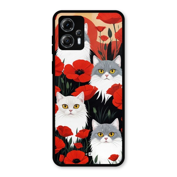 Floral Cat Metal Back Case for Moto G13