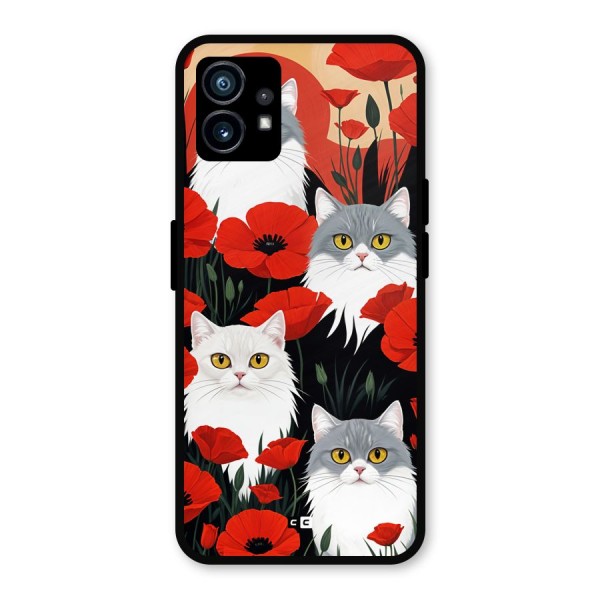 Floral Cat Metal Back Case for Nothing Phone 1