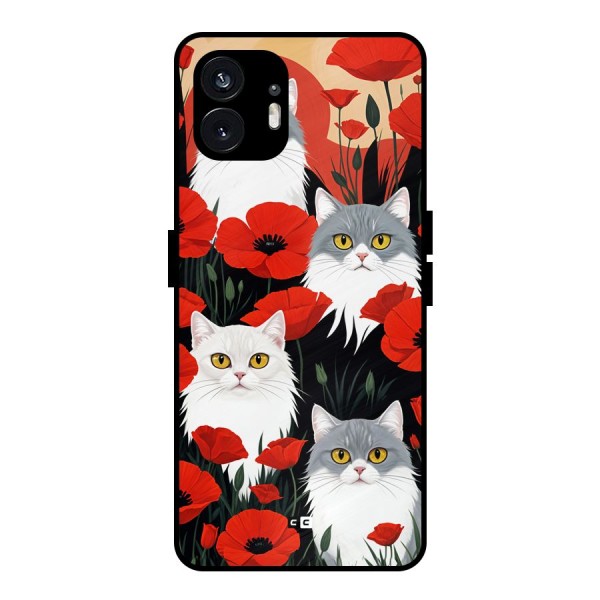 Floral Cat Metal Back Case for Nothing Phone 2