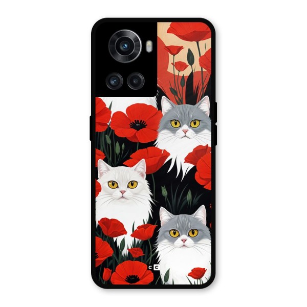 Floral Cat Metal Back Case for OnePlus 10R