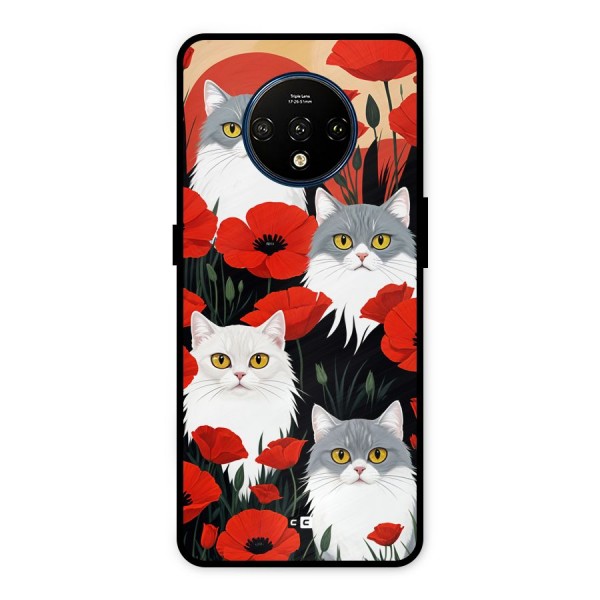 Floral Cat Metal Back Case for OnePlus 7T