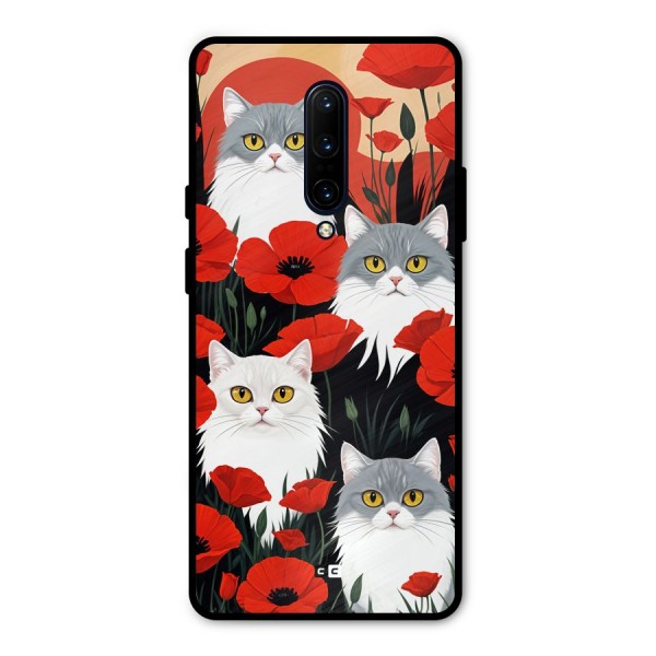 Floral Cat Metal Back Case for OnePlus 7 Pro