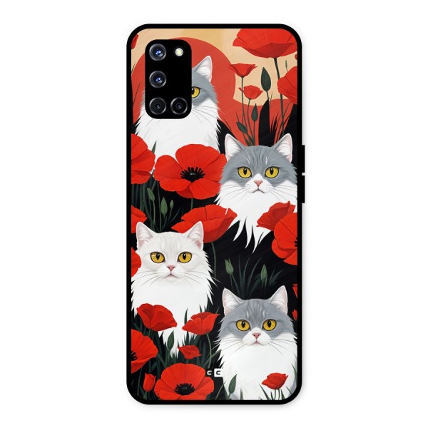 Floral Cat Metal Back Case for Oppo A52