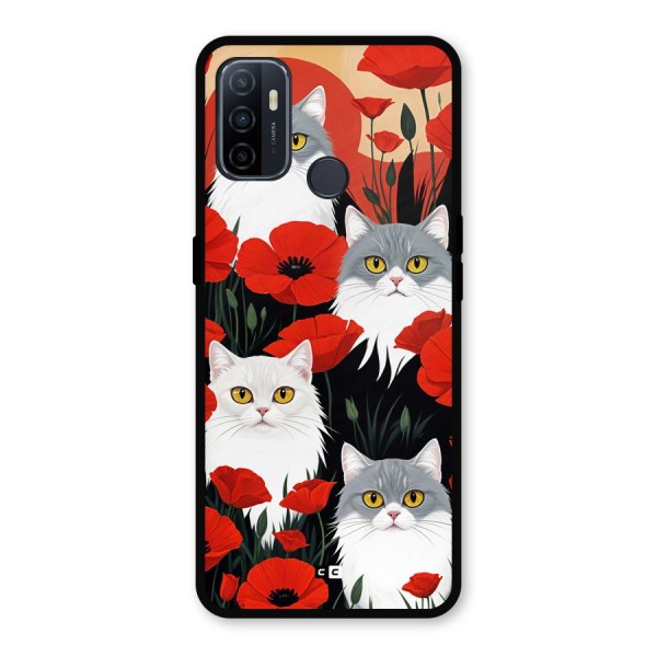 Floral Cat Metal Back Case for Oppo A53