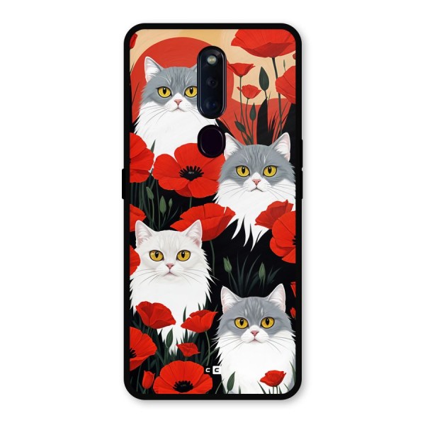 Floral Cat Metal Back Case for Oppo F11 Pro