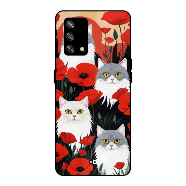 Floral Cat Metal Back Case for Oppo F19